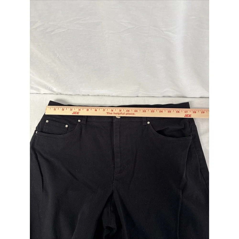 Jones New York Signature Jeans Womens 14W Black Stretch Straight Leg High Rise